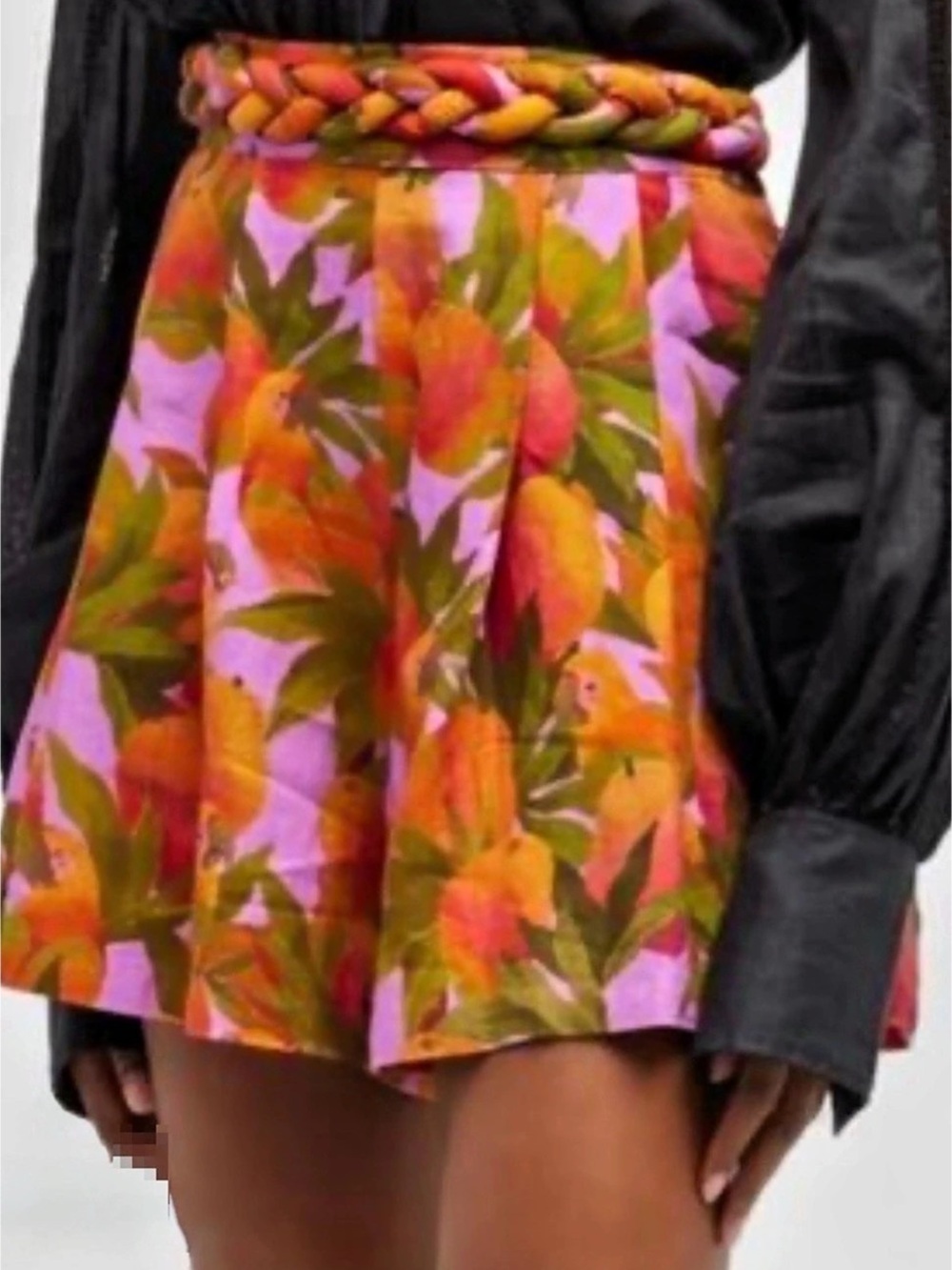 Farm Rio Fruit Garden Print Shorts High-Waist Shorts in Orange & Pink XL